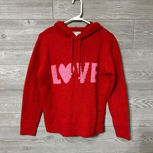 Cupcakes and Cashmere‎ Small S LOVE Pullover Hooded Sweater hoodie red